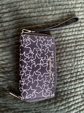 Michael Kors Black Star-Print Zip Wristlet